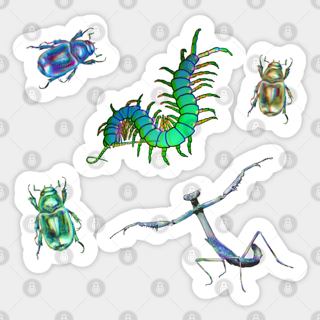 Blue and Green Bugs Pack Sticker by techno-mantis